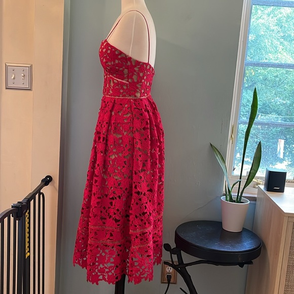 Self-Portrait Red Lace Midi Dress - XS - UK 6/US 2 - Picture 3 of 6